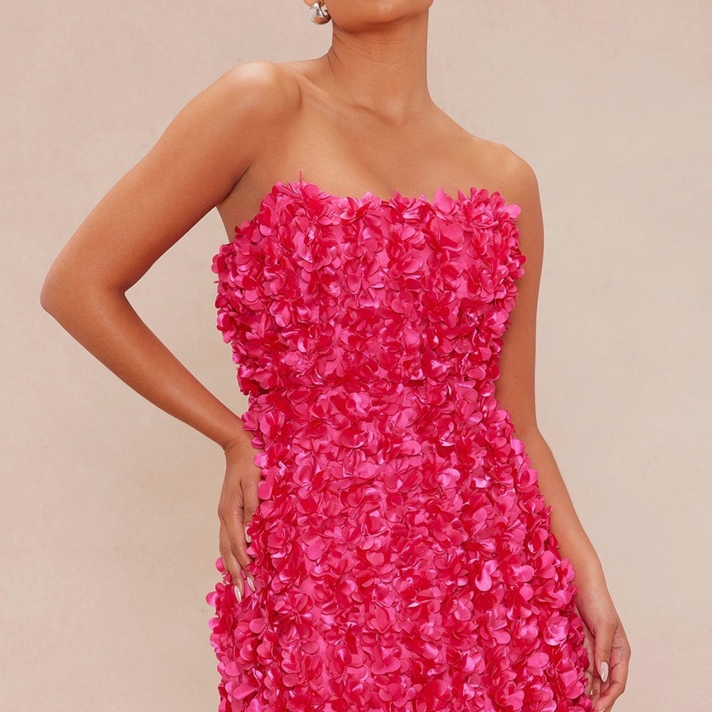 Fashion Nova Luxe Pink Floral Strapless Dress